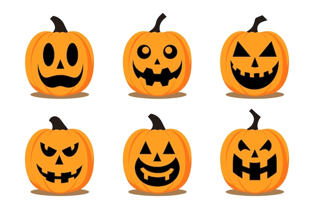 Vector halloween pumpkin set in flat style vector illustration