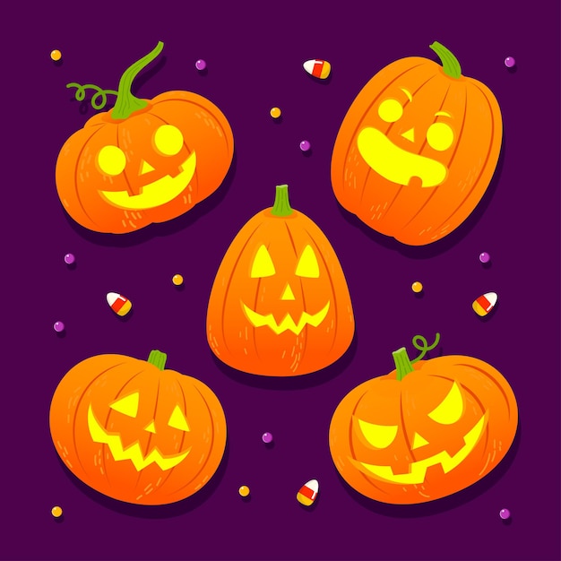 Halloween pumpkin set vector design