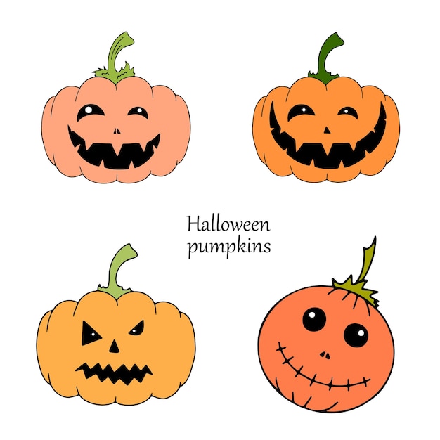 Premium Vector | Halloween pumpkin set, vector pumpkin isolated