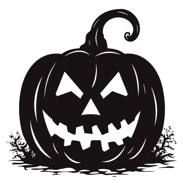 Vector halloween pumpkin silhouette vector illustration isolated on white background