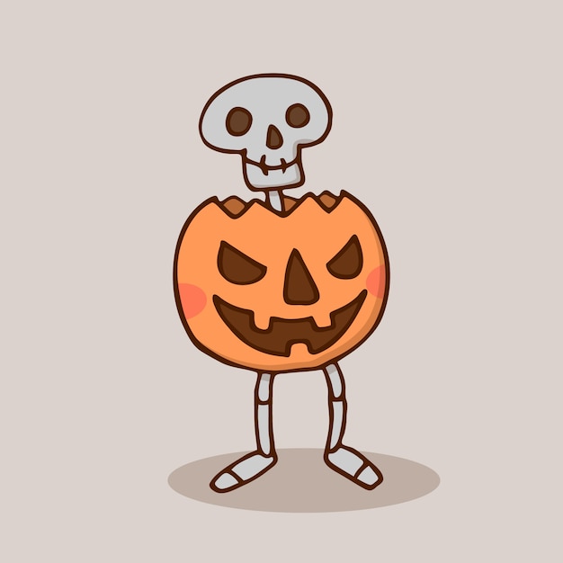 Halloween pumpkin skeleton