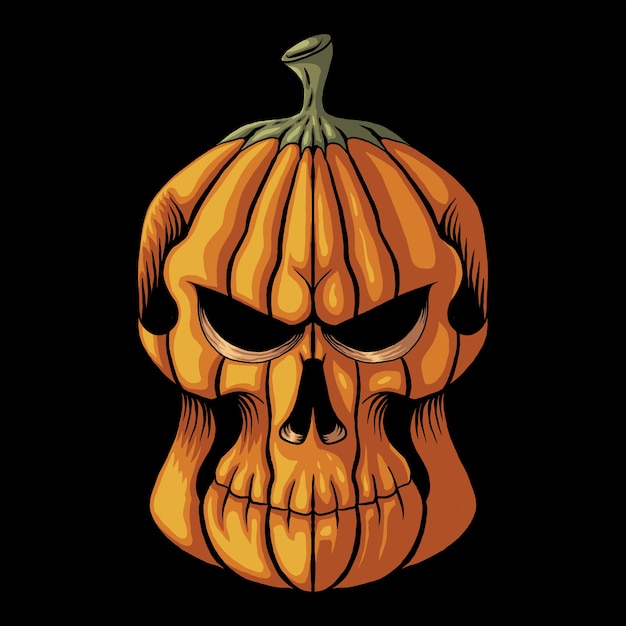 Halloween Pumpkin skull head  illustration