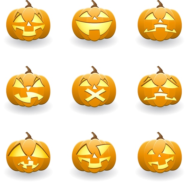 Halloween pumpkin smiles set