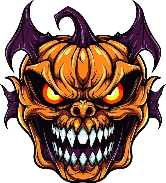 Halloween pumpkin sticker vector