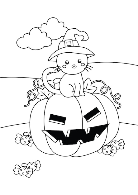 ハロウィーンのカボチャのシンボル 子供と大人のためのカートゥーンカラー活動