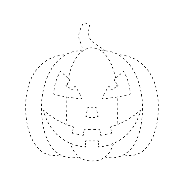 Halloween pumpkin tracing worksheet for kids