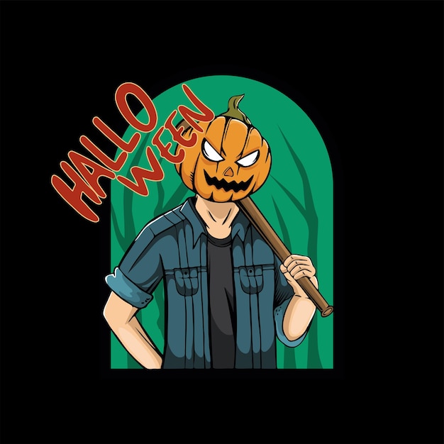 Tシャツデザインのハロウィーンカボチャ