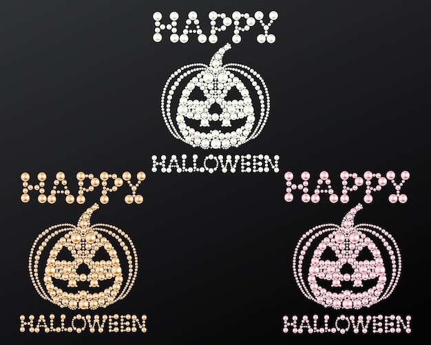 Halloween Pumpkin Vector Set Made With Pearl