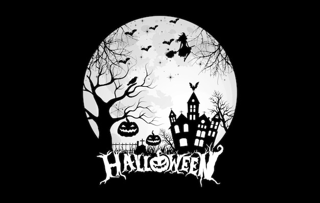 Halloween pumpkin witches tshirt design