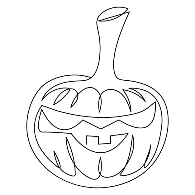 Вектор Хэллоуинская тыква с лицом однолинейный рисунок непрерывного векторного очертания иллюстрация