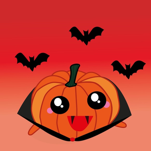 halloween pumpkin with bat