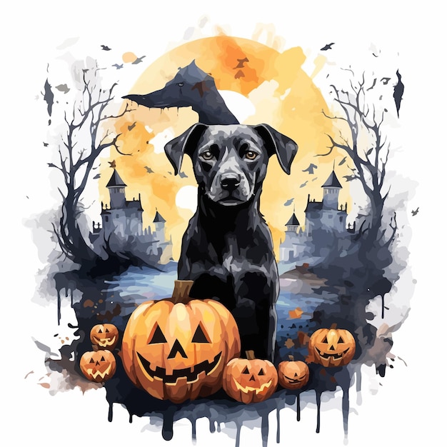 Zucca di halloween con il cane