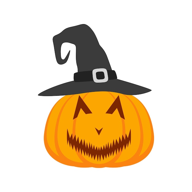 Halloween pumpkin with hat isolated on white background