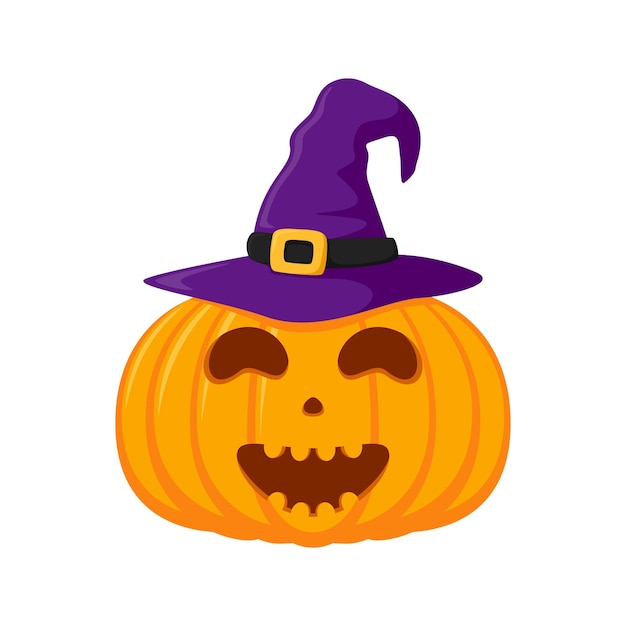 Halloween Pumpkin with hat isolated on white background