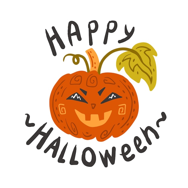 Halloween pumpkin with lettering greeting card