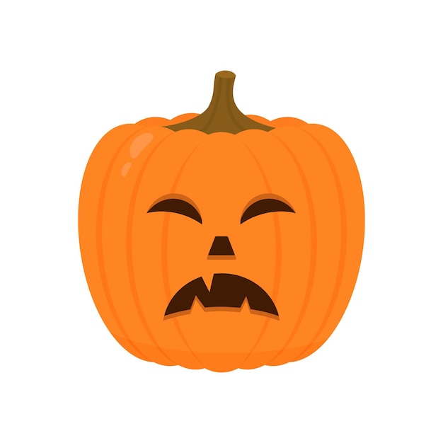 Halloween Pumpkin with scary face icon isolated on white Cute cartoon Jacko Lantern Halloween party decorations Easy to edit vector template