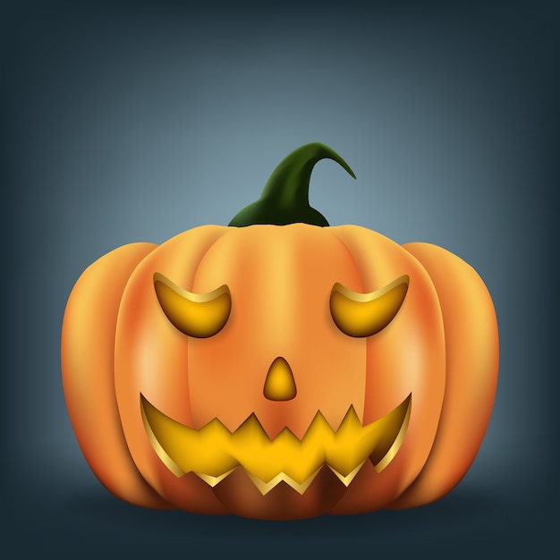 Vector halloween pumpkin with scary face, illustration.