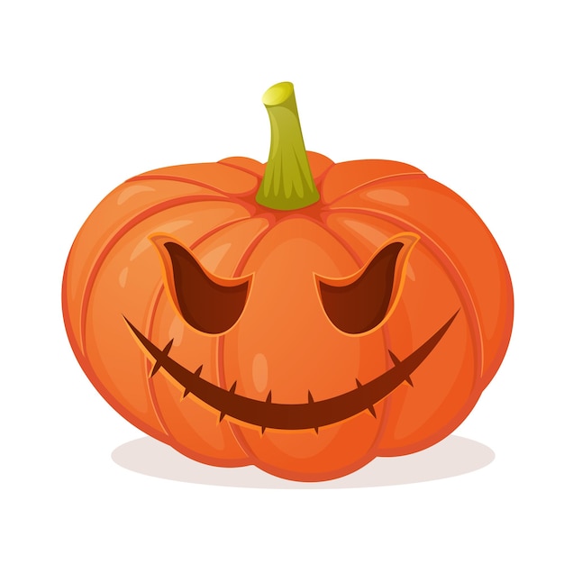 Halloween pumpkin with scary face isolated on white background