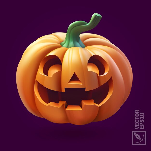 Vector halloween pumpkin with scary face