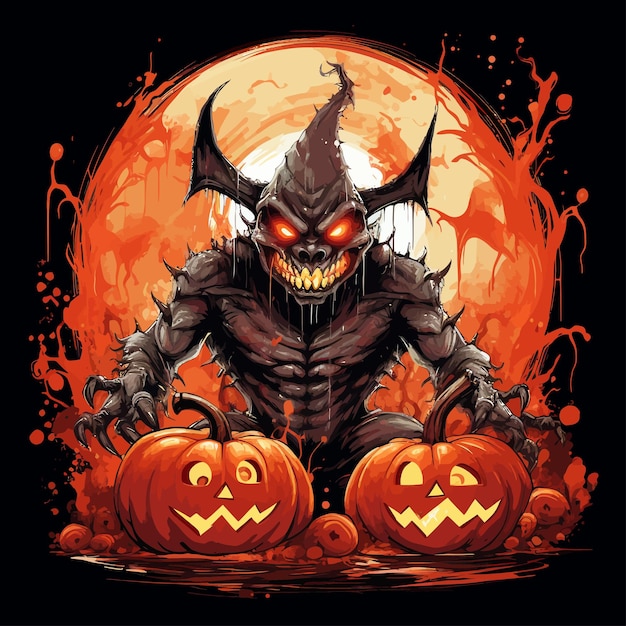 halloween pumpkin with skull