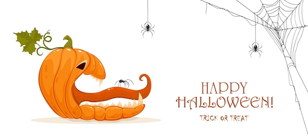 Zucca di halloween con i ragni