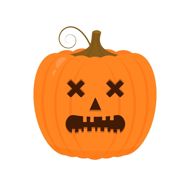 Halloween Pumpkin with spooky face icon isolated on white Cute cartoon Jacko Lantern Halloween party decorations Easy to edit vector template