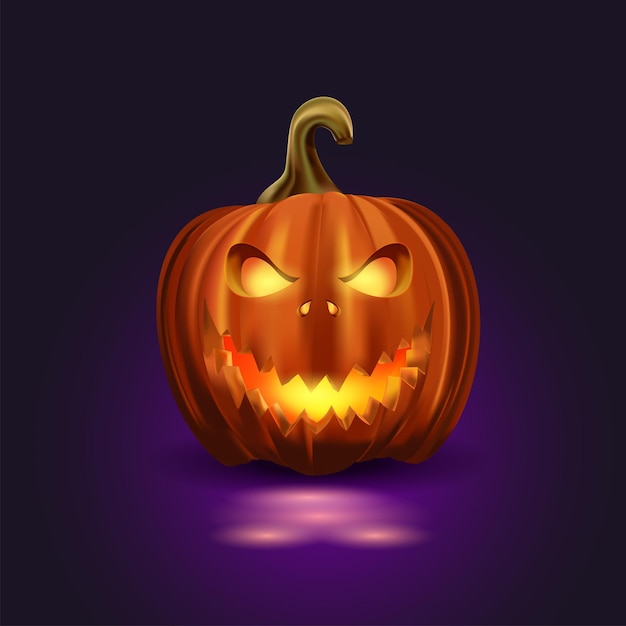 Premium Vector | Halloween pumpkin with spooky face