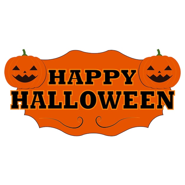 Vector halloween pumpkin with text vector dark orange color isolated design on white background