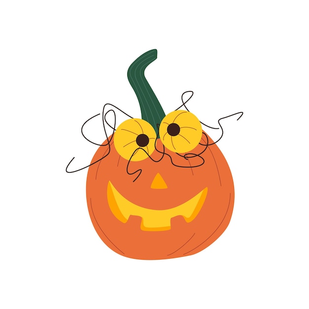 Halloween pumpkins autumn holiday Crazy pumpkin with a carved smile