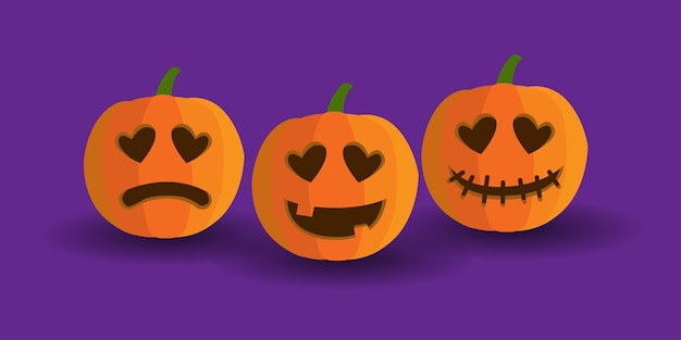 Vettore espressione delle zucche di halloween