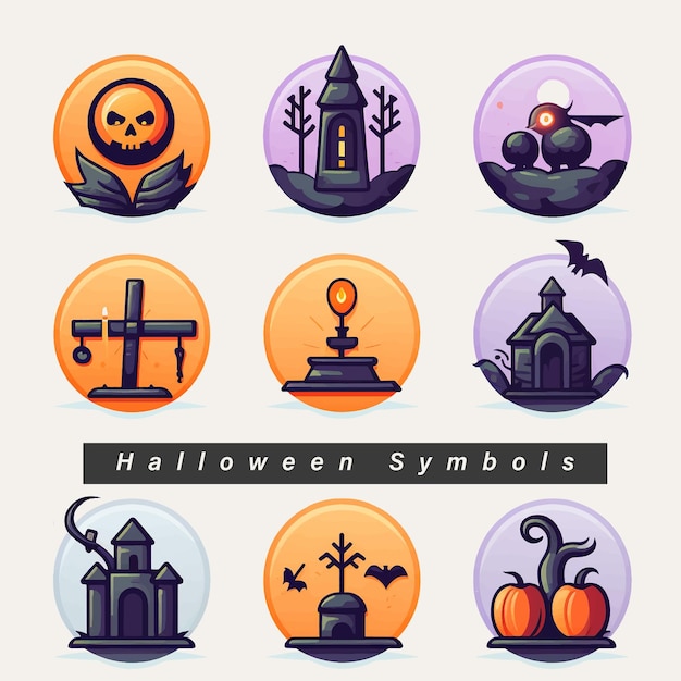 Halloween pumpkins Halloween Icons and symbols Witch Haunted House Pumpkins and Bats Halloween