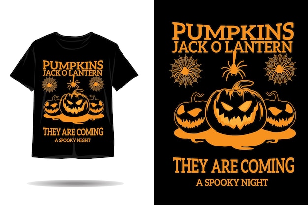 Vettore zucche di halloween jack o lantern silhouette tshirt design