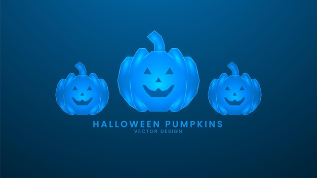 Halloween Pumpkins lantern illustration with light effect and neon