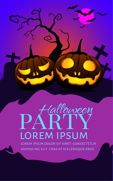 Vector halloween pumpkins party poster.