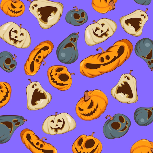 Halloween pumpkins Pattern on a bright background Vector illustration