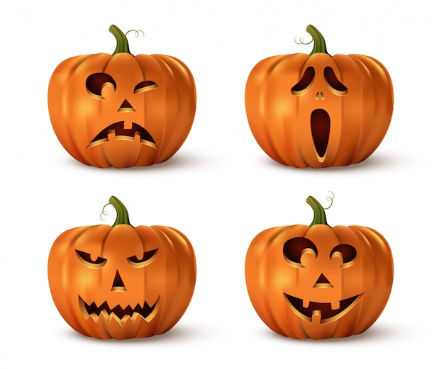 Halloween pumpkins set isolated.