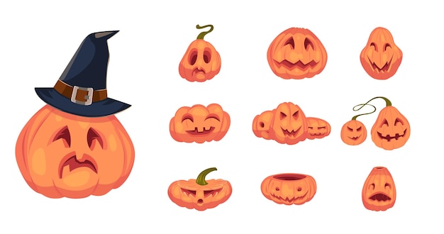 halloween pumpkins set