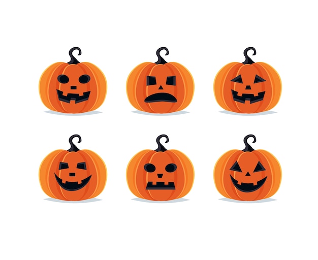 Halloween pumpkins, spooky jack o lantern collection