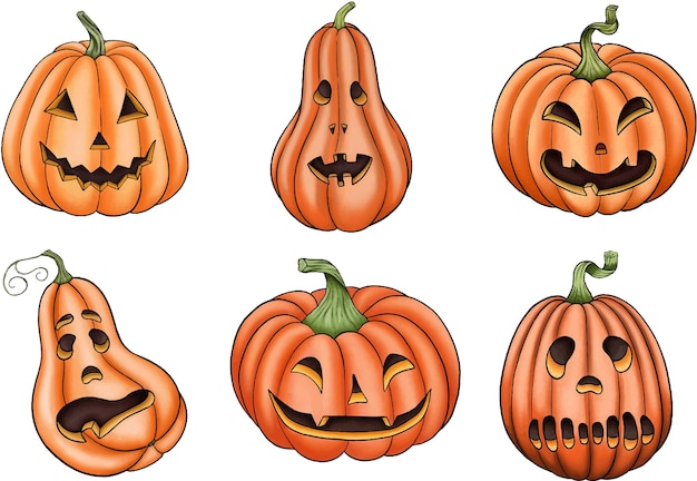 Insieme di vettore delle zucche di halloween delle illustrazioni