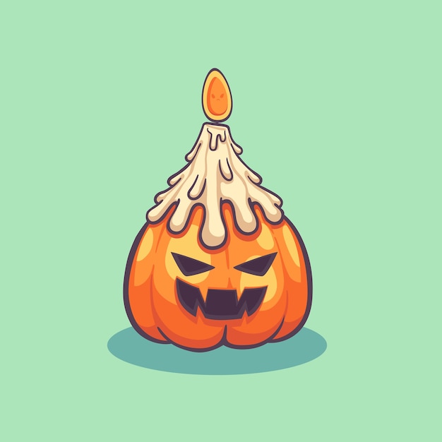Vettore zucche di halloween con disegno di carattere di candela