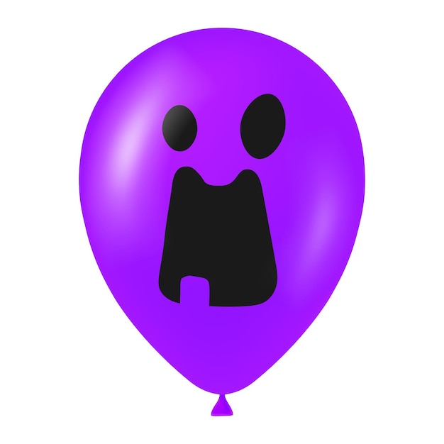 Halloween purple balloon illustration with scary and funny face