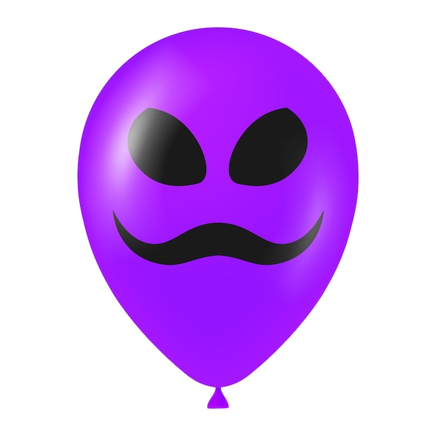 Vector halloween purple balloon illustration with scary and funny face