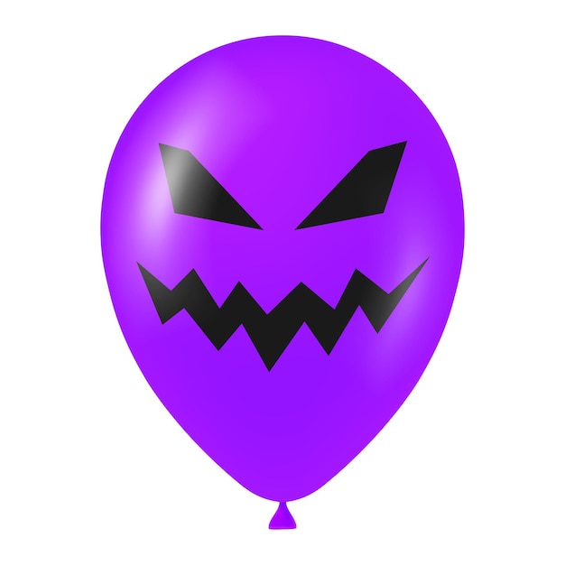 Illustrazione di palloncino viola di halloween con faccia spaventosa e divertente