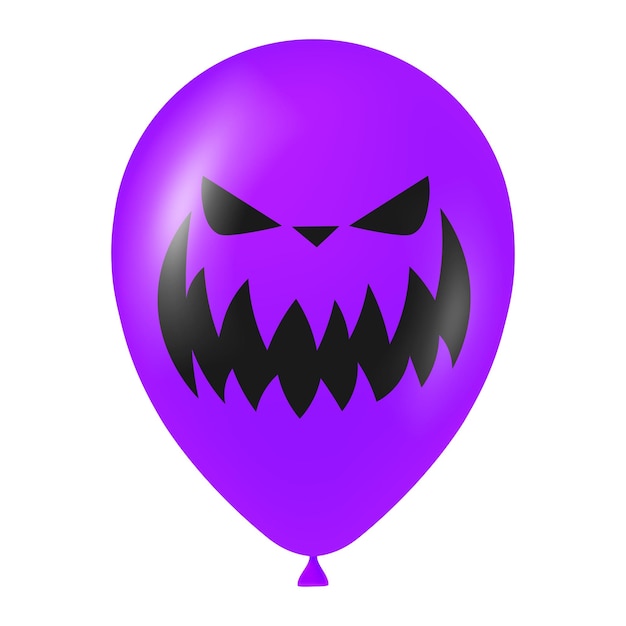 Halloween purple balloon illustration with scary and funny face