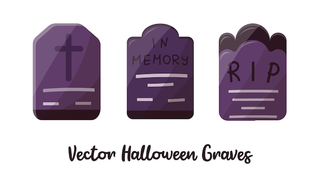 Halloween purple graves Halloween patry decor purple halloween elements for kids party vector