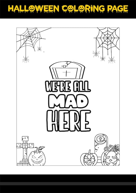 Vector halloween quotes coloring page halloween coloring page for kids