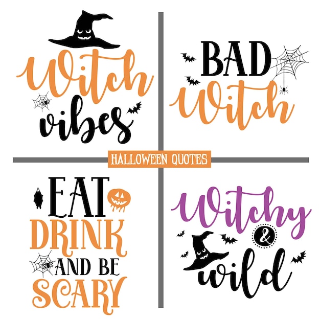 Vettore halloween quotes design bundle svg, halloween t-shirt design, halloween lettering quotes bundle