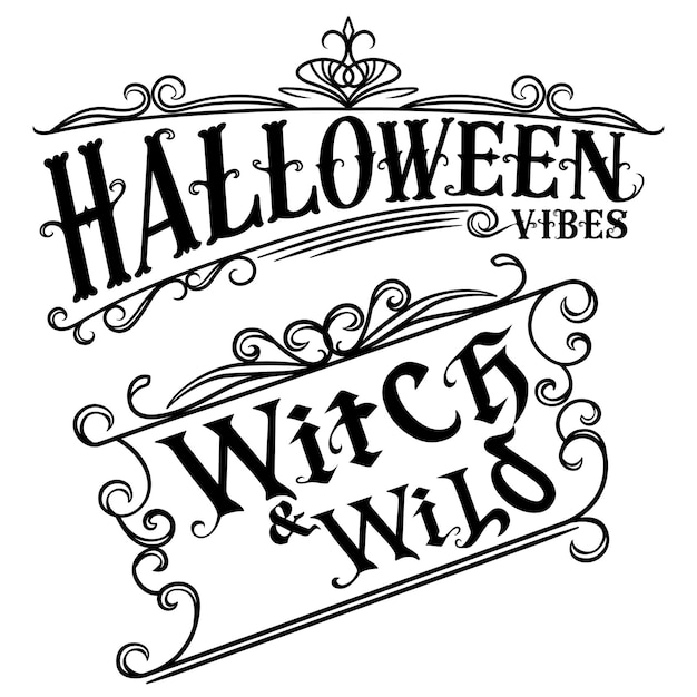 Vector halloween quotes vintage style set7