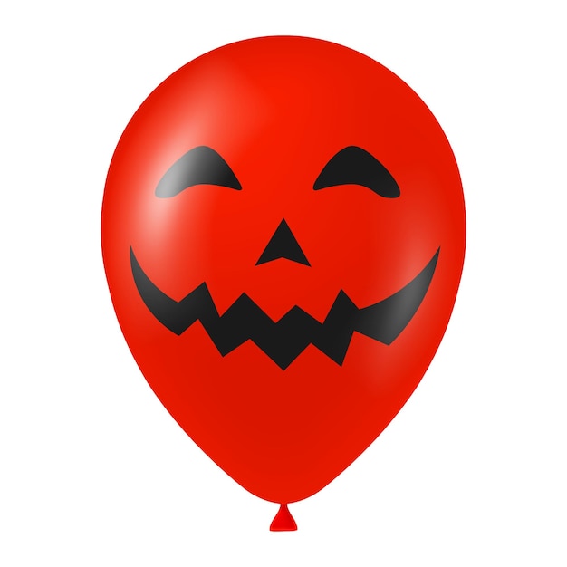 Иллюстрация красного шара хеллоуина с страшным и смешным лицом