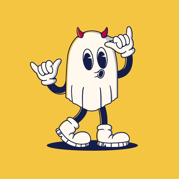 Halloween Retro Mascot Character Illustration